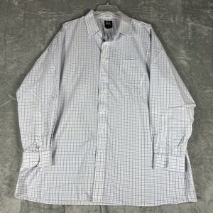 Jos A Bank Traveler Traditional Fit Button‎ Up LS Shirt Mens 18 35 Blue Plaid